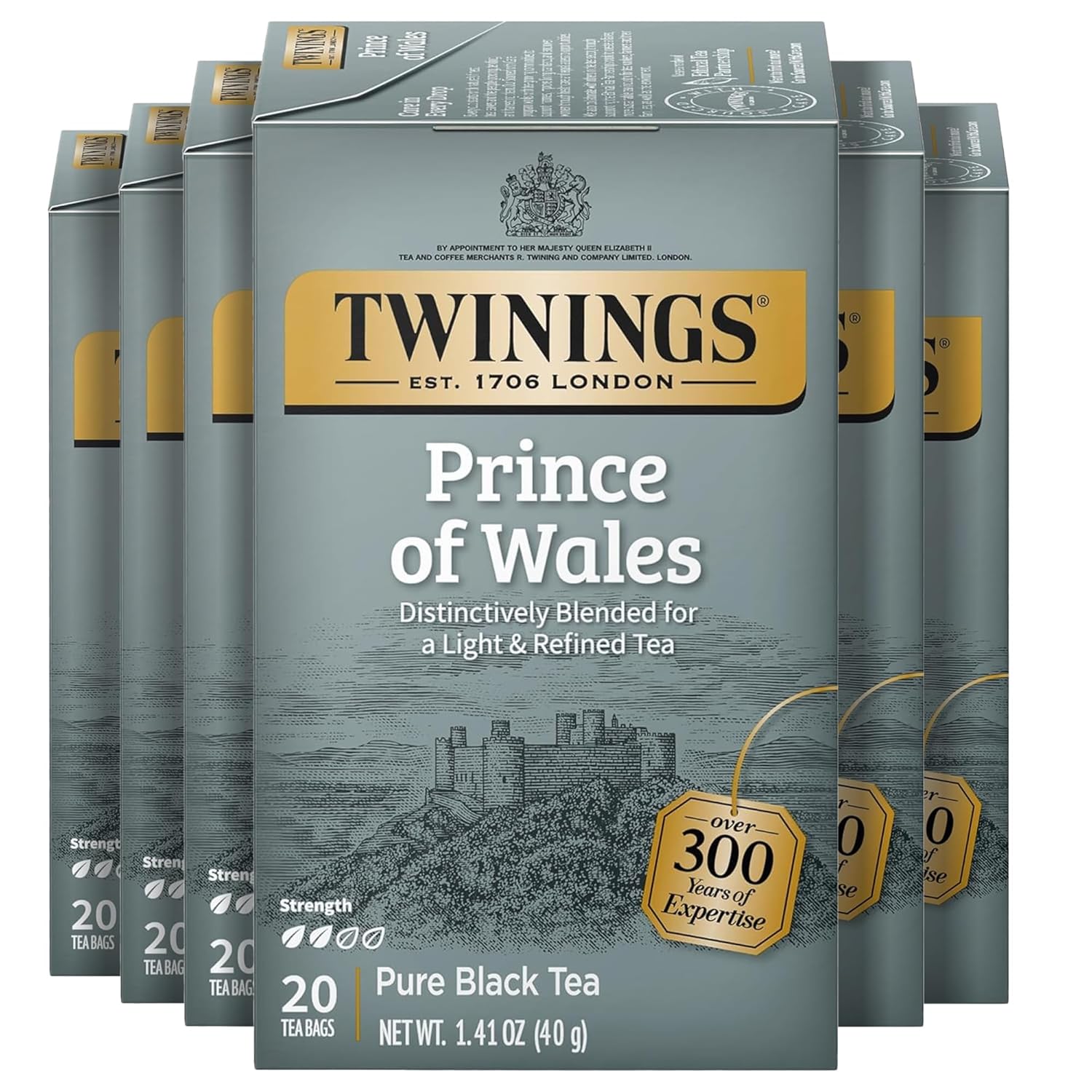 Twinings Prince of Wales Black Tea - Velvety Smooth & Mild, 120 Individually Wrapped Bags (6 Pack)