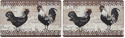 Anti-Fatigue Floor Comfort Mat - 18 x 30 Inch (Rooster) - Waterproof Non-Slip Rug - Easy to Clean Cushioned Mat for Kitchen, Bathroom, Standing Desk & Office - Achim Home Decor (Pack of 2)