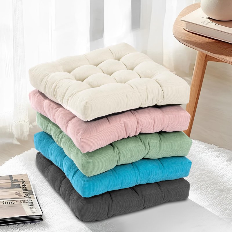 PAROLL Floor Pillow Cushions for Adults Sitting Large Big Pillows for Floor Seating Square Memory Foam Thick Tufted, 22 x 22 Inch, Set of 2, Dark Grey