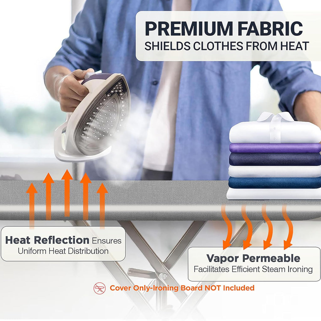 UniSimp Ironing Board Cover - Extra Thick Natural Cotton, Scorch & Stain Resistant | 15"x54" Heatproof Gray