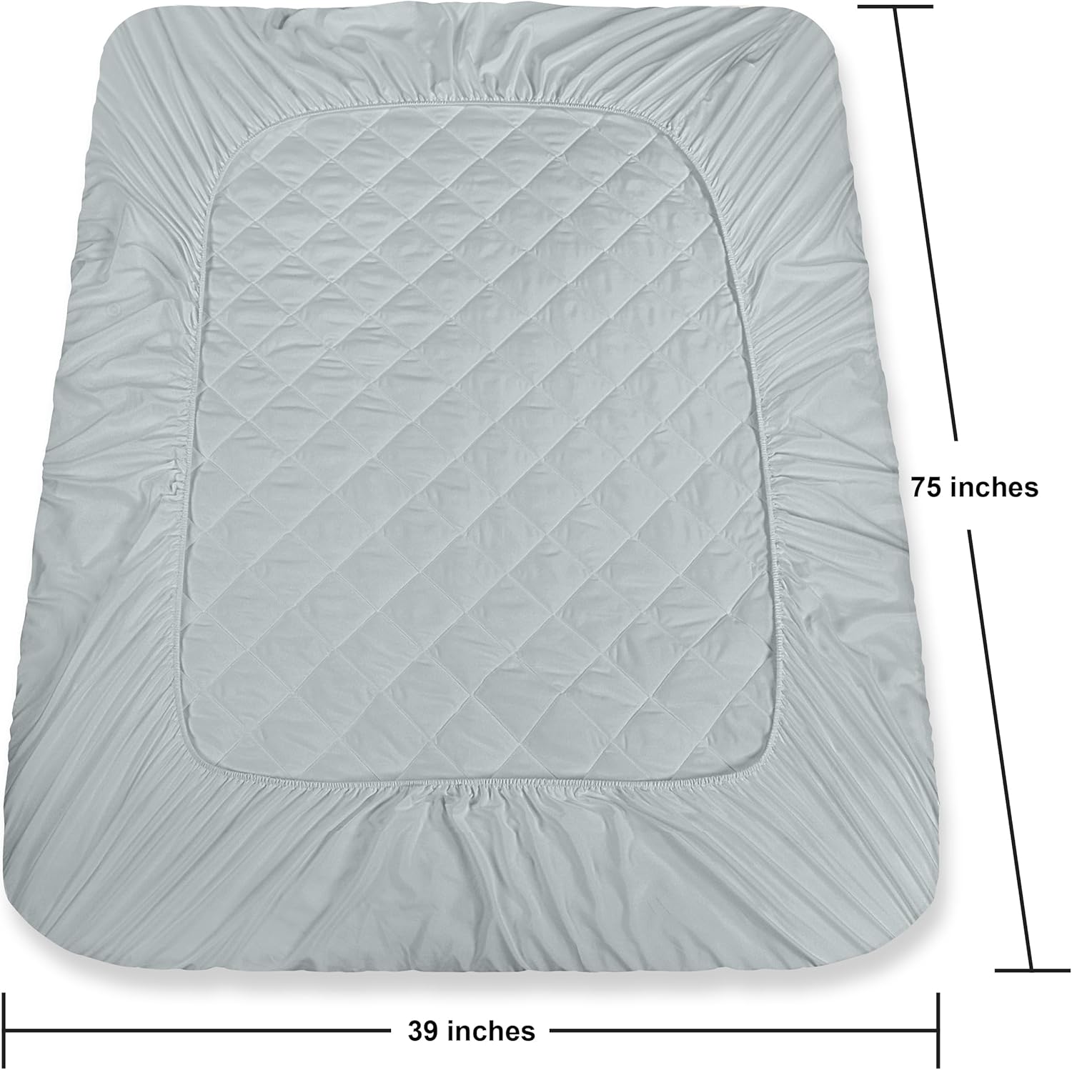 Utopia Bedding Quilted Mattress Pad - Twin Size Elastic Fitted Protector | Deep Pocket Up to 16 Inches, Machine Washable (Light Grey)