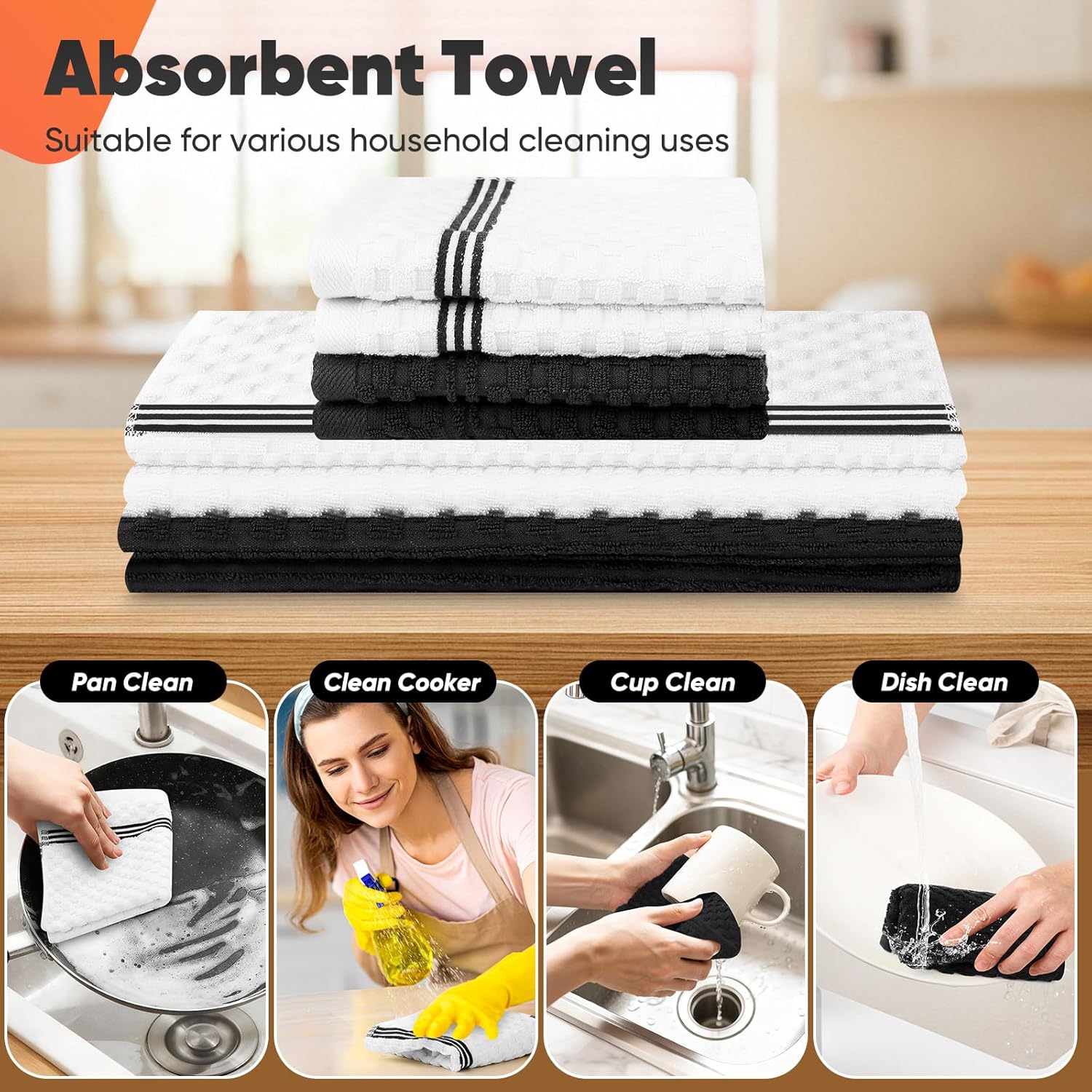 Skiennix Oven Mitts Set - Heat Resistant 500°F with Silicone Grip | Includes 2 Gloves, 2 Potholders, 4 Towels