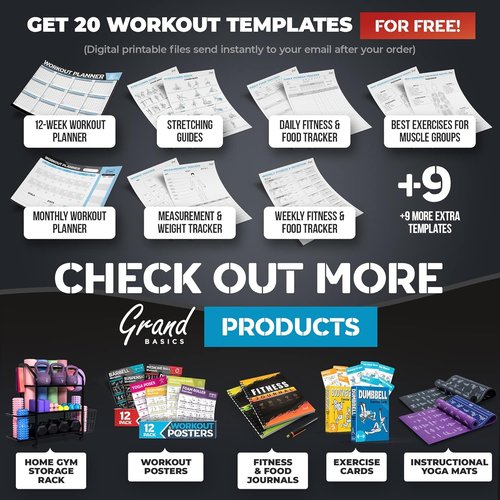 Laminated Large Workout Poster Set by [Brand Name] - Essential Home Gym Exercise Charts | 12-Pack with Dumbbell, Yoga, Kettlebell & More