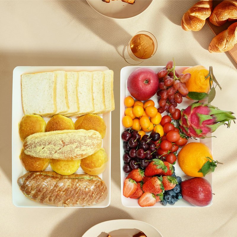 AMGBZT Serving Tray Platter, 6 Pcs Food Tray for Veggie Fruit Snack Dessert Cookie Cheese, Food Trays for Party Supplies Display, Plastic Platters for Serving Food, Large White Trays, BPA Free
