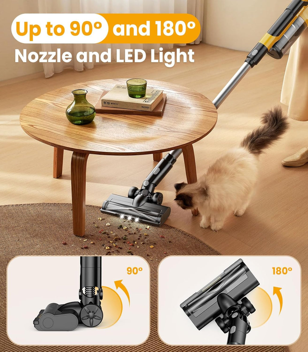 Qimedo 8000mAh Cordless Vacuum Cleaner - 700W Powerful Suction, 90-Inch Extension Tube & 2L Dust Cup | 7-in-1 for Home & Pet Hair
