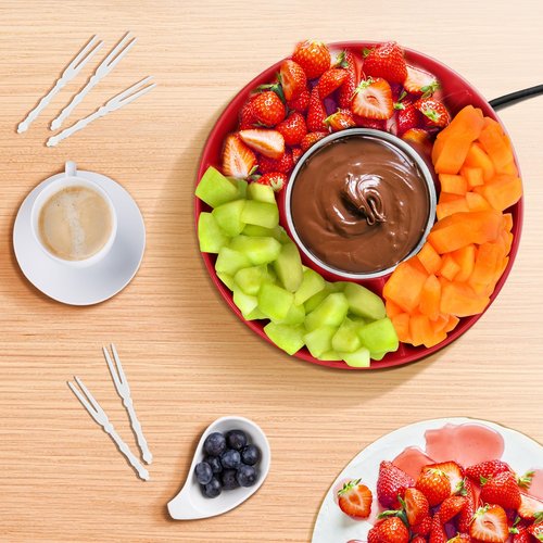 8.79oz MINI Electric Chocolate Melting Pot,Melting Fondue Set with 4PCS Forks,Cute Chocolate Fondue Fountain,Warmer Machine for Milk Chocolate,Cheese,Butter,Candy (Red)