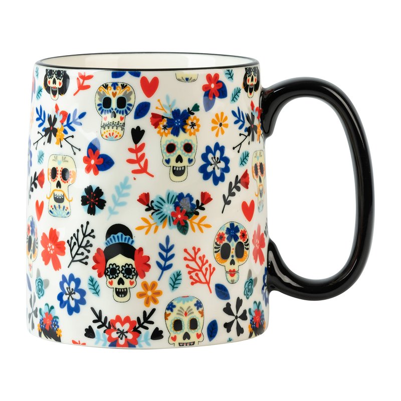 10 Strawberry Street Sugar Skull Day of the Dead Bella Mug, Assorted Set of 4