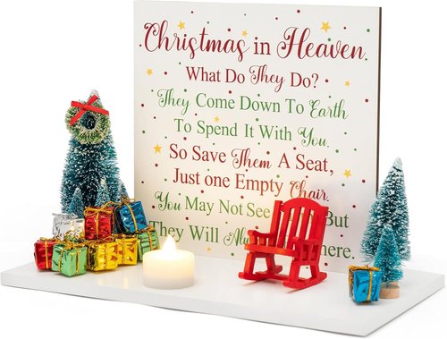 Haooryx Christmas In Heaven Chair Table Decoration | 21-Piece Memorial Candle Holders Set