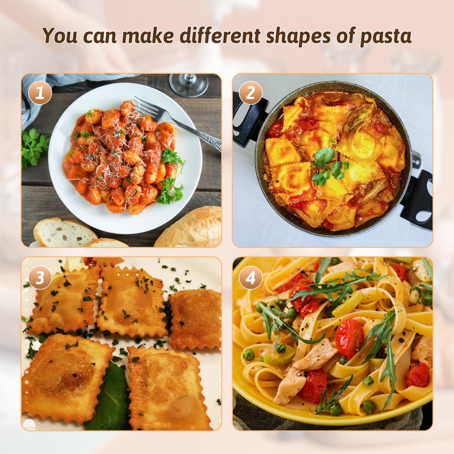 Mlesi 7 Pcs Pasta Making Tools, Wooden pasta kit with Rolling Pin, pasta cutter, Gnocchi Board, Ravioli Stamp, Homemade Noodle Dumpling Pasta Making Accessories