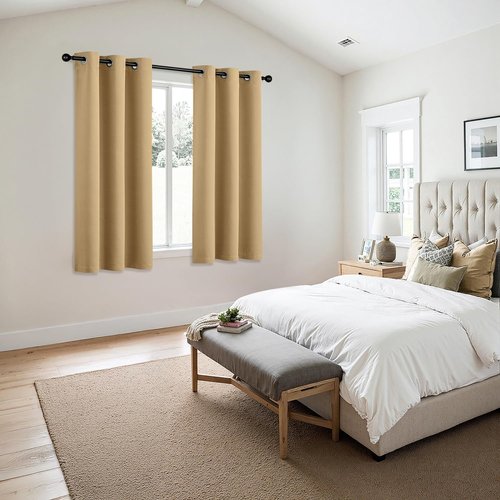MIULEE Gold Blackout Curtains - Thermal Insulated Room Darkening Drapes | 63-Inch Length, 2 Panels