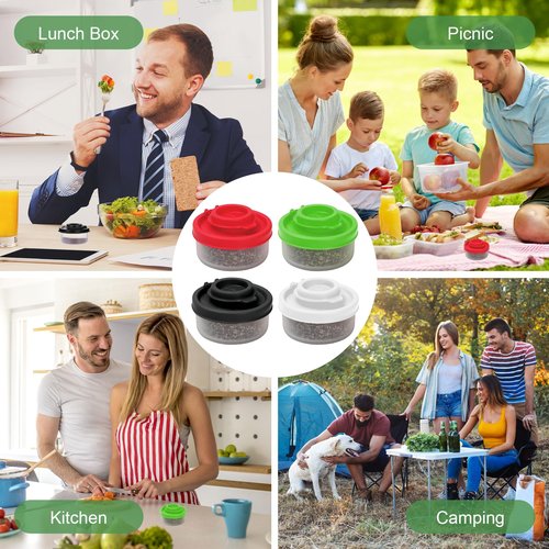 8 PCS of Mini Salt and Pepper Shakers, Portable Travel Spice Containers, Waterproof Mini Salt Shaker, Food Grade Plastic, Good Sealing, Suitable for Camping and Picnic (Black, White, Red, Green)
