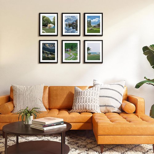 FIXSMITH 8.5x11 Picture Frame Set of 2 - HD Plexiglass for 6x8 or 8.5x11 Photos | Black Wall Decor