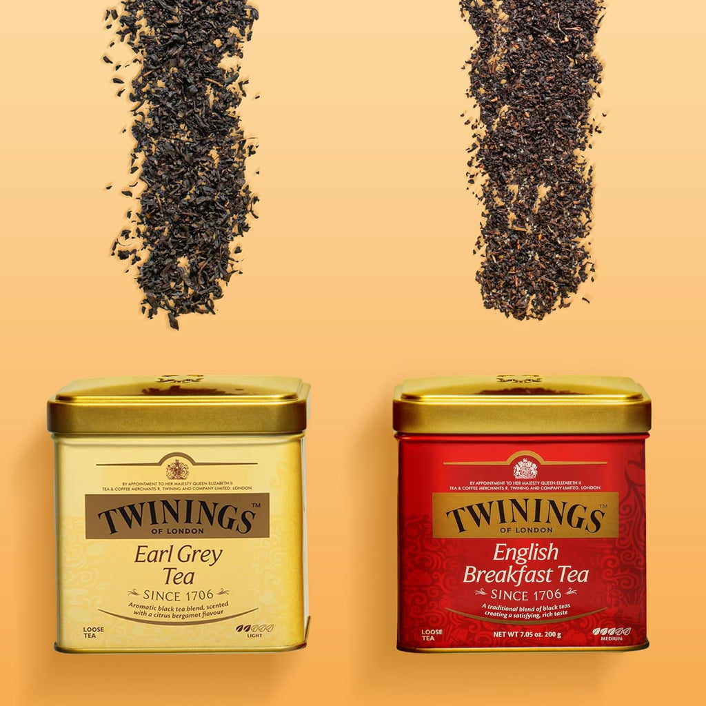 Twinings Earl Grey Loose Tea - Smooth & Flavourful Black Tea Leaves, 7.05 Ounce Tin