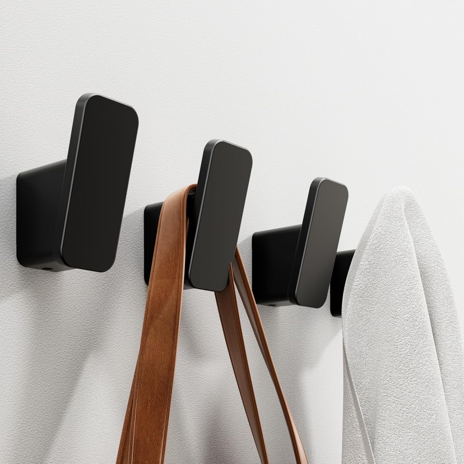 Skiennix Matte Black Towel Hooks - Heavy-Duty 4-Pack for Bathroom & Mudroom | Versatile Coat & Bag Hangers