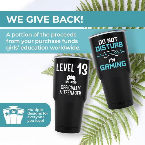 13th Birthday Tumbler 30oz, Best 13-Year-Old Boy Gift Ideas, Perfect Birthday Gifts For Teen Boys Trendy, Unique Memorable Keepsake for Him, Officially a Teenager Presents for Birthdays, Gift Ready