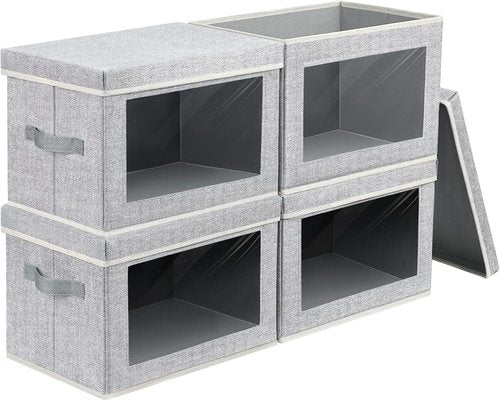Homsorout Storage Baskets - 4 Pack Large Fabric Organizer Bins with Lids for Closet & Living Room