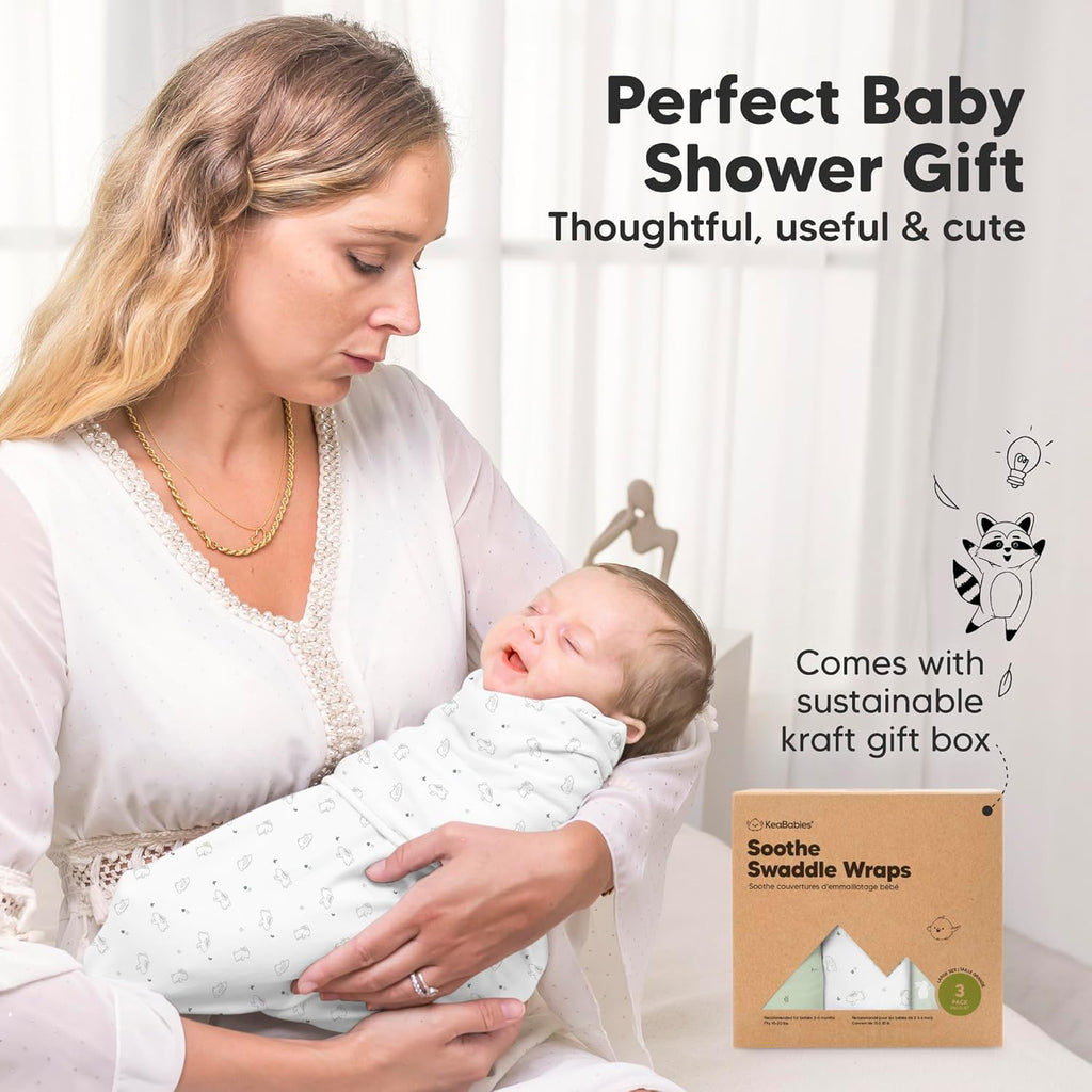 Skiennix Organic Baby Swaddle Sleep Sacks - Soft & Snug Newborn Blankets for Infants 3-6 Months | Bunnies, Large