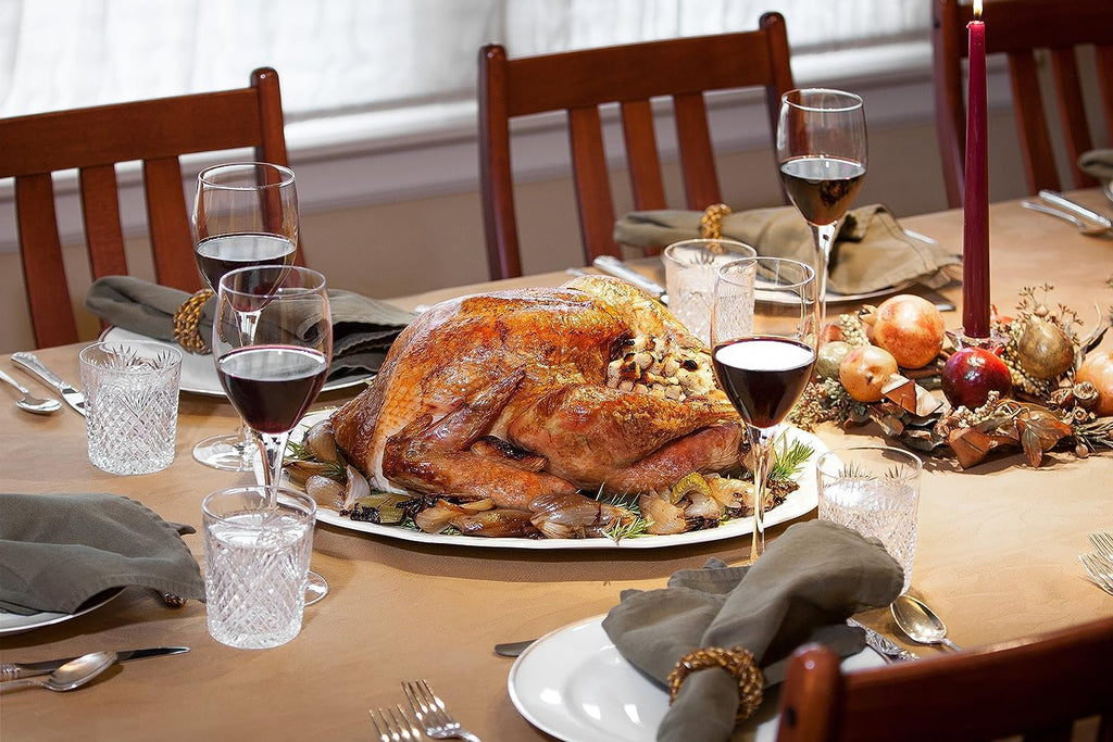 HSHQING 17" Ceramic Turkey Platter with Turkey Forks & Lifter Set - Large Fall Harvest Serving Tray for Large Meats & Holiday