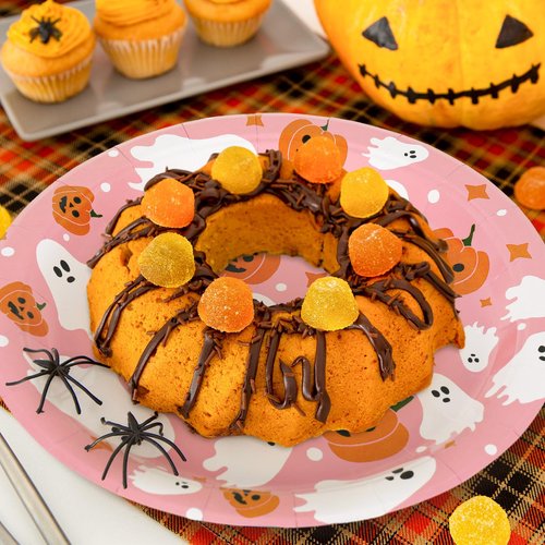 24Pcs Pink Halloween Paper Plates 9 Inch Cute Ghost Pumpkin Disposable Plates Decorative Party Plates for Halloween Birthday Party Dinner Tableware Supplies Table Decor