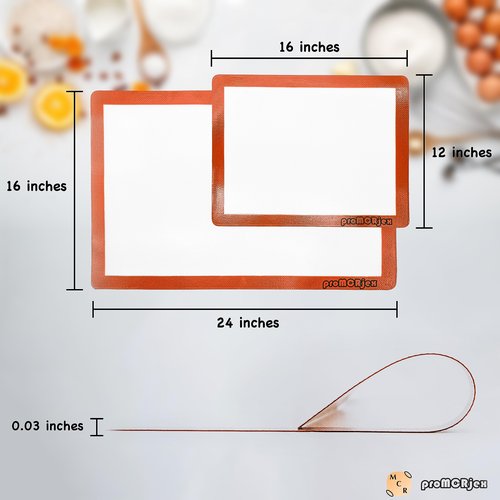 proMCRjex Silicone Baking Mats Half Sheet/Full Sheet Non-Stick Cookie Sheet for Baking Silicon Baking Mat Set (12” x 16” & 16” x 24” Pack of 2)