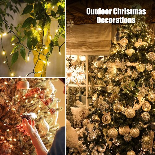 Dirnun Christmas Lights - 100 Count Clear White Incandescent Connectable Lights | UL Certified for Indoor/Outdoor Use