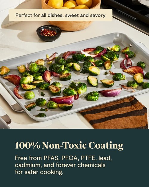 Caraway Non-Stick Ceramic Baking Sheet - Naturally Slick & Non-Toxic - Perfect for Baking & Roasting - Large 18" x 13" - Sage