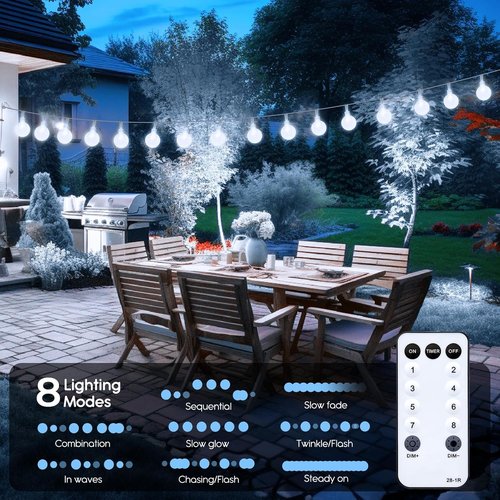 Minetom Crystal Globe String Lights - 100 LED Waterproof Fairy Lights with Remote & Timer | 33 ft White Decor