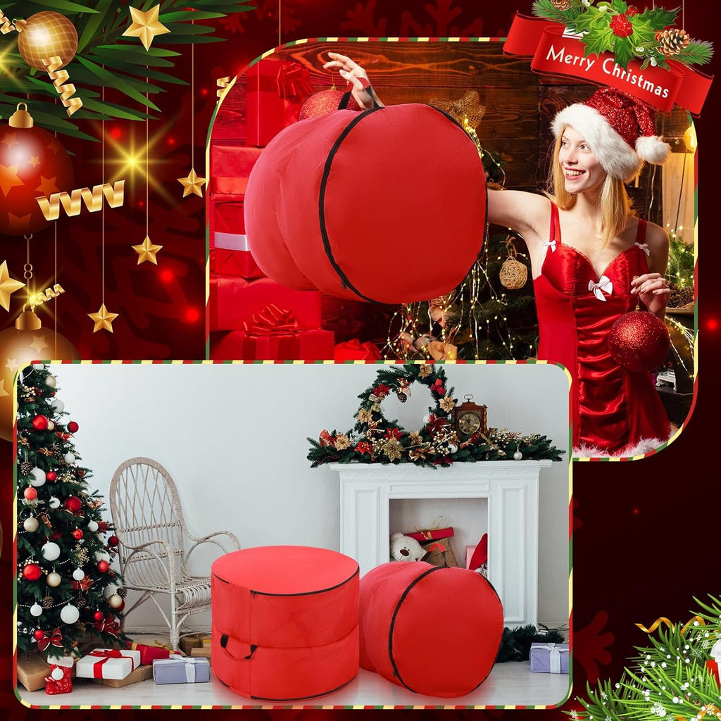 Regine Switzerland 26" Extra Large Double-Sided Christmas Wreath Storage Bag - Waterproof & Heavy Duty (2 Pcs)
