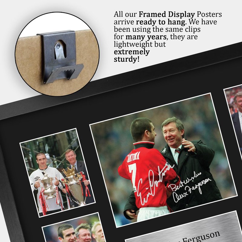 HWC Trading Sir Alex Ferguson & Eric Cantona Printed Memorabilia Signed Autograph Photograph Display for Football Fans and Supporters - 16" x 12" Framed