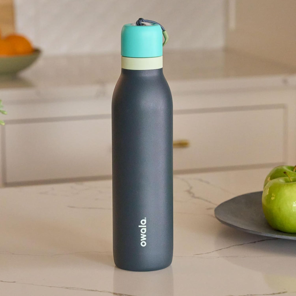 Owala FreeSip Twist Insulated Stainless Steel Water Bottle - BPA-Free, 24 oz, Blue/Grey (Foggy Tide) for Sports & Travel