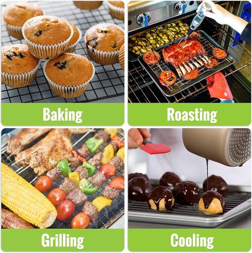 HULISEN Cooling Rack 2 Pack - Nonstick Baking Racks with Handles | 16" x 10" for Cookies & Grilling