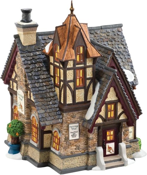 Department 56 Dickens Village | The Partridge and Pear Restaurant Lit Building - 7.68 Inch, Multicolor