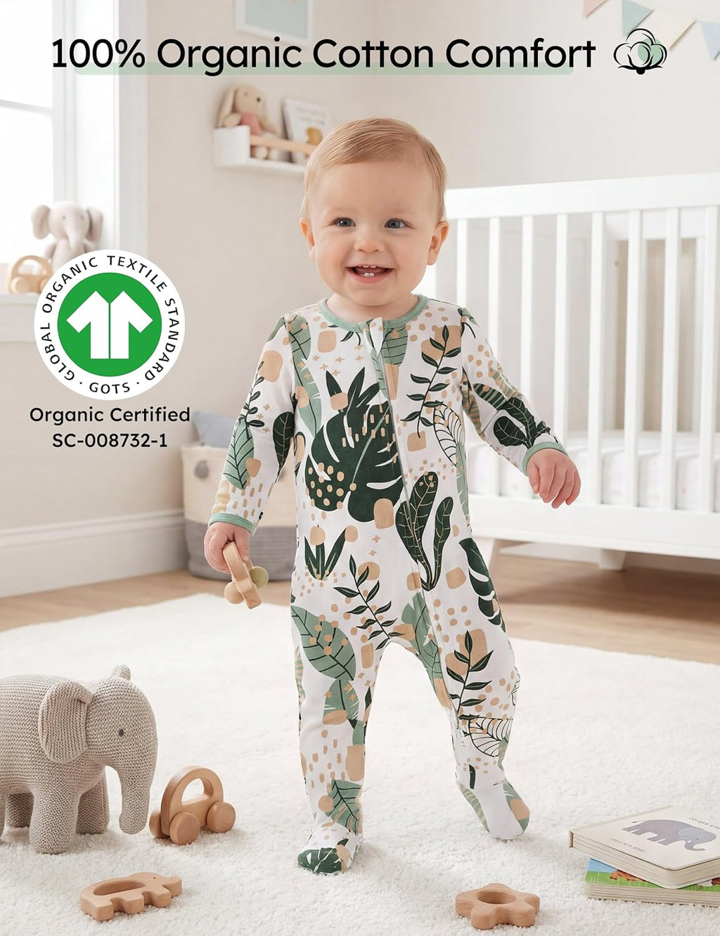Yoofoss Baby Pajamas - 100% Organic Cotton Sleepers for Newborns | 3-Piece Set, Footed PJs