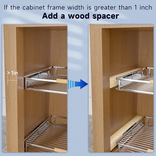 KIKIBRO Pull Out Drawer Cabinet Organizer, Expandable Slide Out Storage Shelves - Heavy Duty, Durable and Smooth Slide-Out, 17" x 28" Wide x 22.5" Deep, 1 Pack