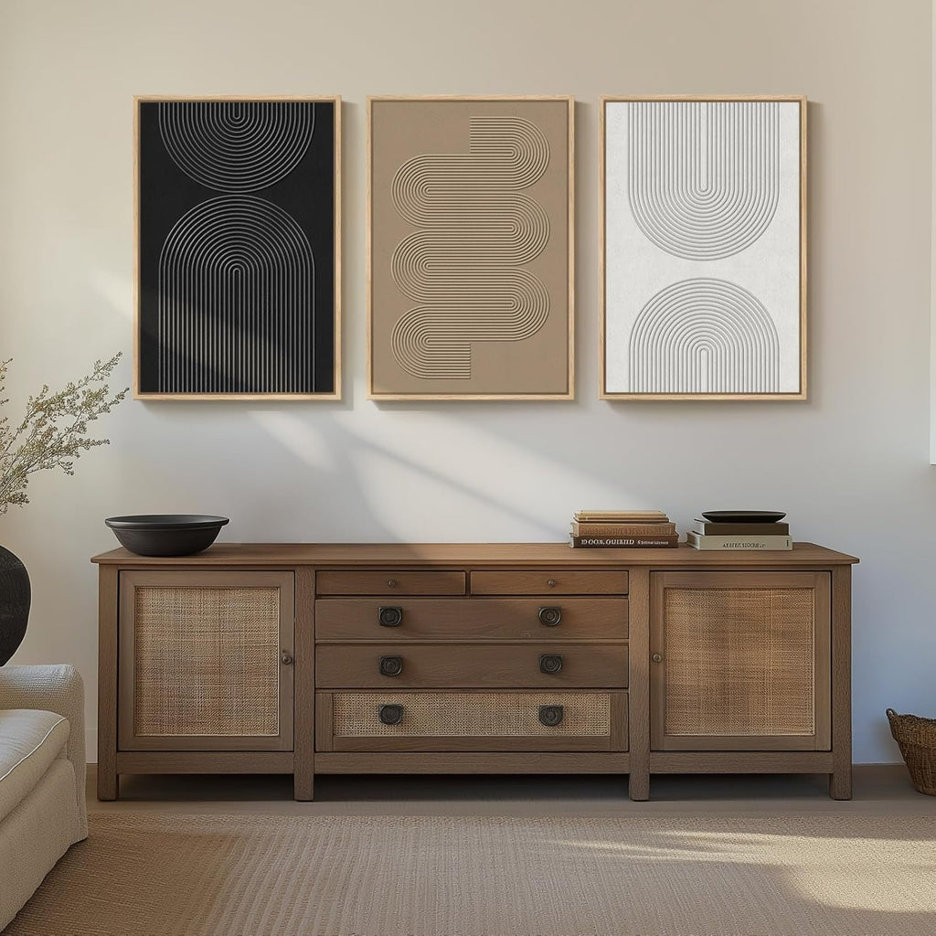 Regine Switzerland Large 3D Textured Boho Wall Art Set - 3 Modern Abstract Paintings for Living Room & Entryway Decor