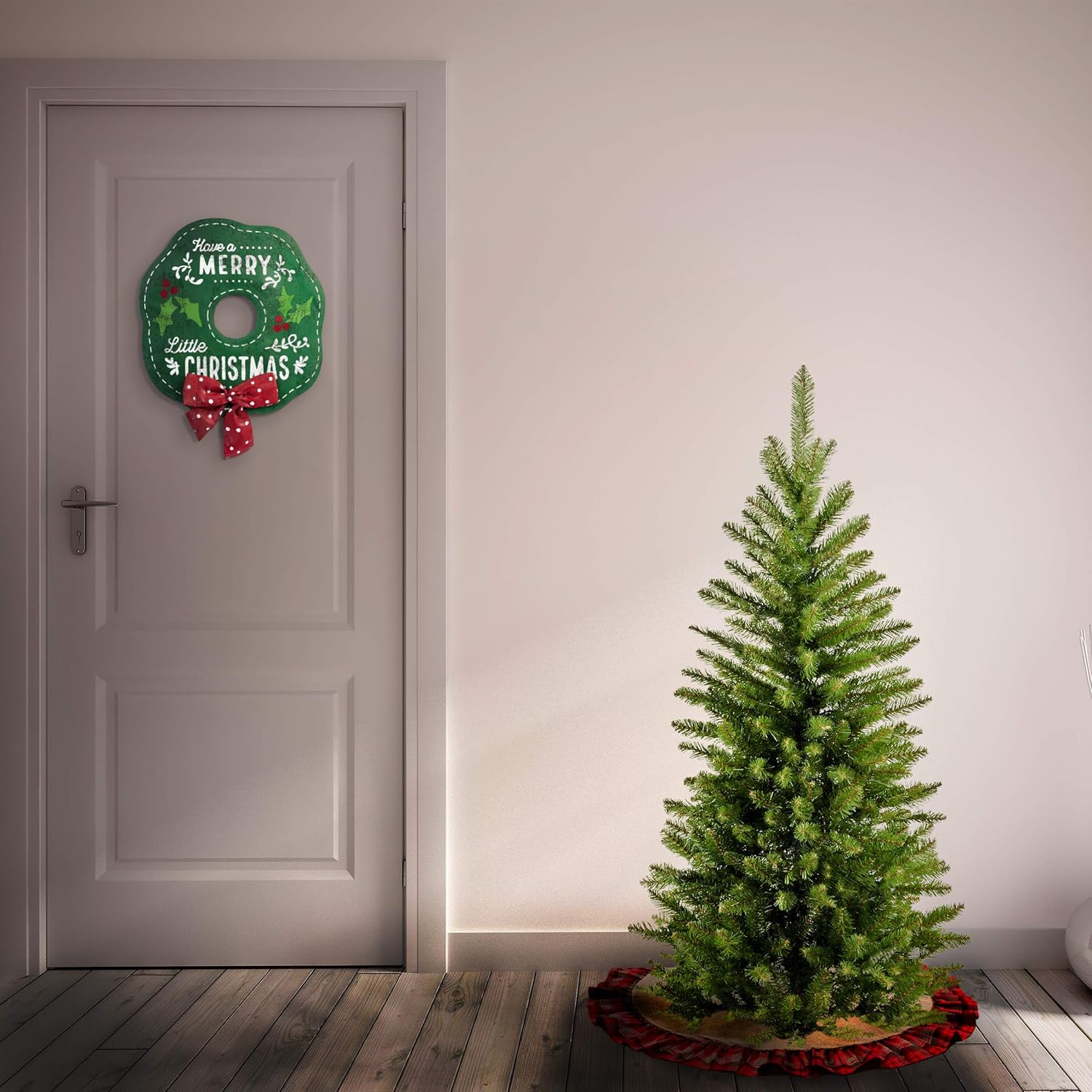 National Tree Company 4 Ft Slim Kingswood Fir Mini Artificial Christmas Tree - 269 Tips, Green with Stand