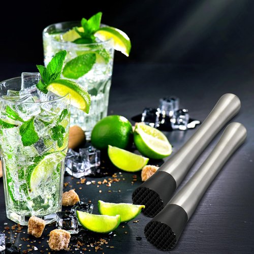 Zonon 32 Pieces Muddler for Cocktails Stainless Steel Drink Muddler 8 Inch Long Mojito Tool Muller for Drinks Ice Crusher Bartender Tools Set Home Bartender Bars Accessories