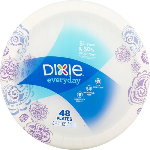 Dixie Everyday Paper Plates - 8.5 Inches, 48 Count | Durable & Convenient Disposable Dinnerware
