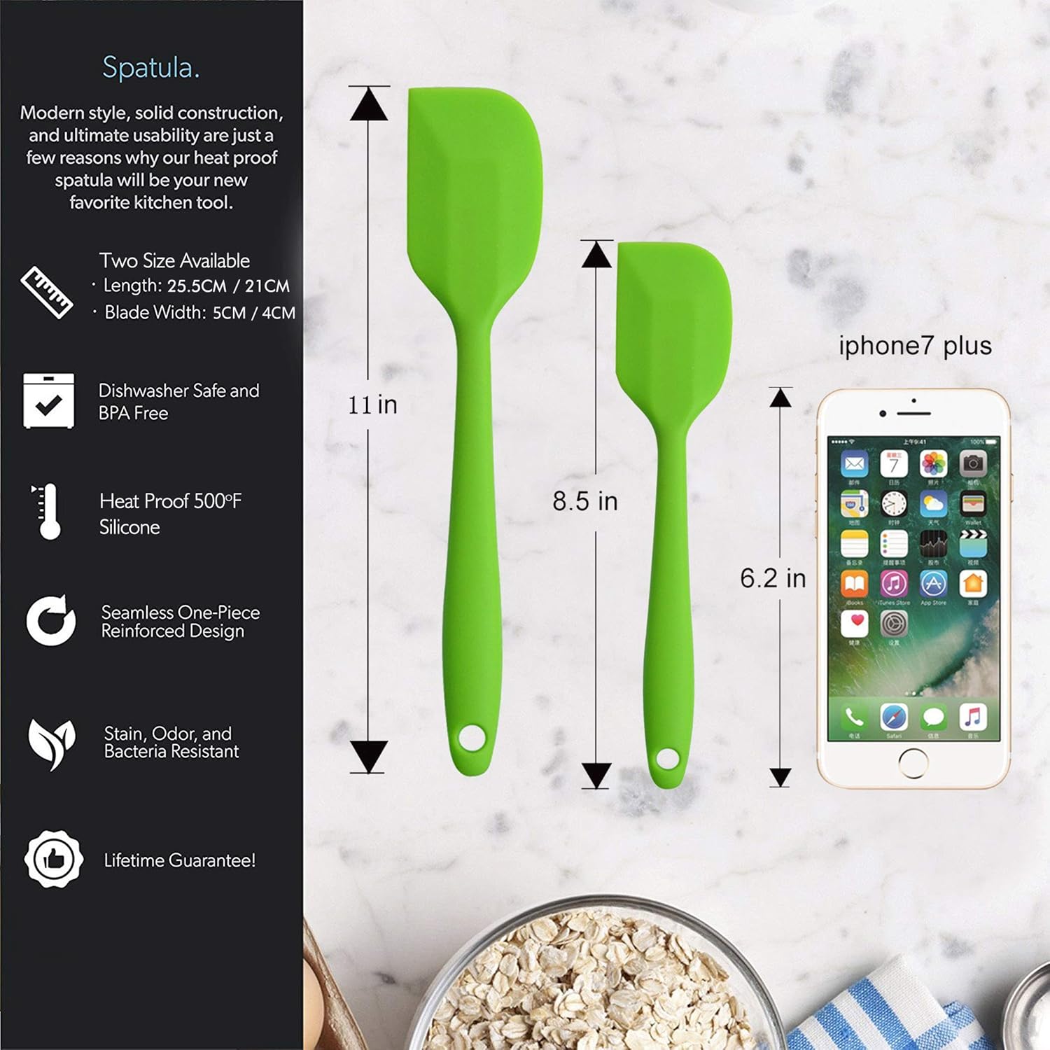 Skiennix Silicone Spatulas - 11 Inch Heat Resistant Non-Stick Baking Mixing Tools | 4 Piece Set