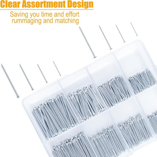 KURUI 700PCs Nail Assortment Kit - 8oz Hammer for Hanging Wall Art & Picture Frames | 350 Roofing & Finishing Nails