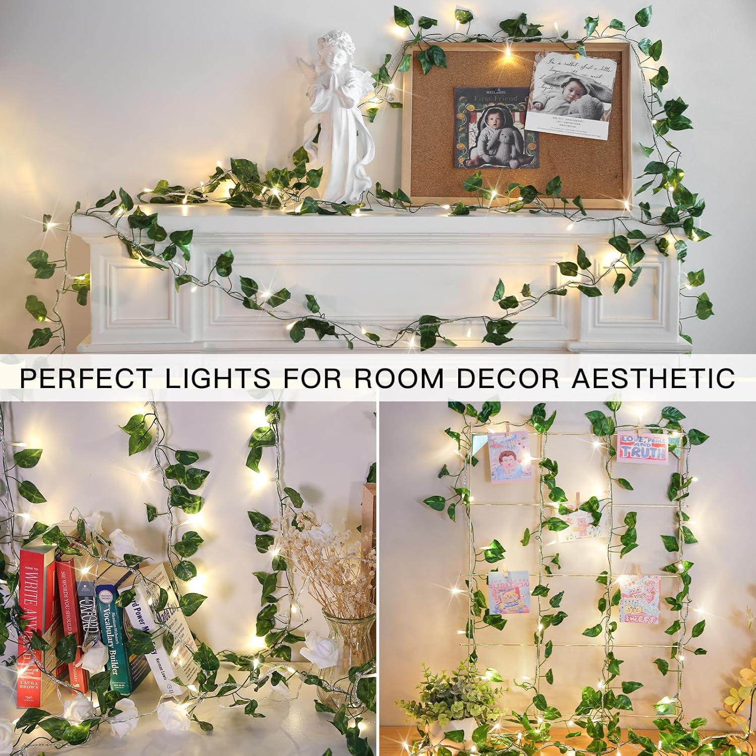 Suddus 33ft 100 LED Pothos String Lights - Connectable Fairy Lights with Remote for Bedroom, Garden & Party Decor