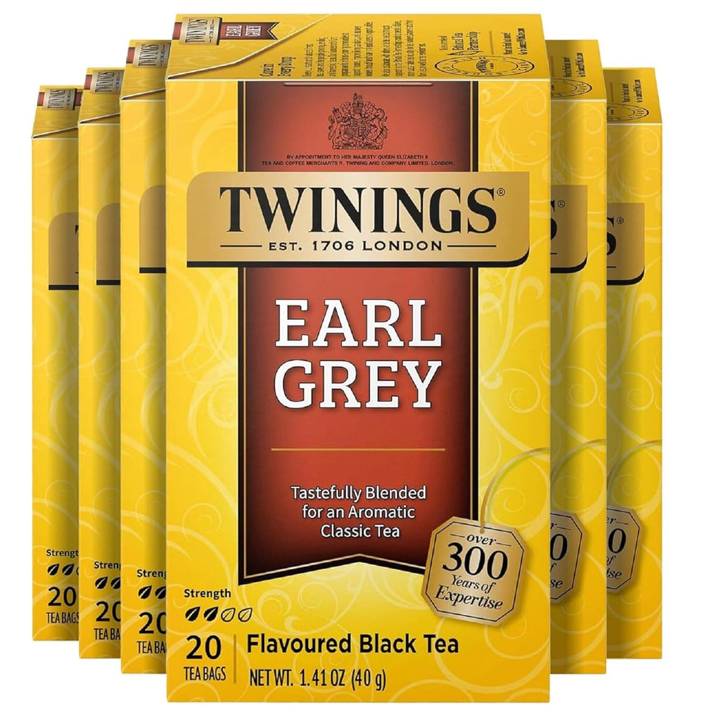 Twinings Earl Grey Tea Bags - Caffeinated Black Tea with Citrus & Bergamot Flavor | 20 Count (Pack of 6)