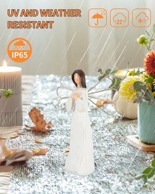 iStatue Angel Ornaments - 8'' Hand-Painted Resin Faceless Sculpted Angel Gifts for Sympathy & Remembrance