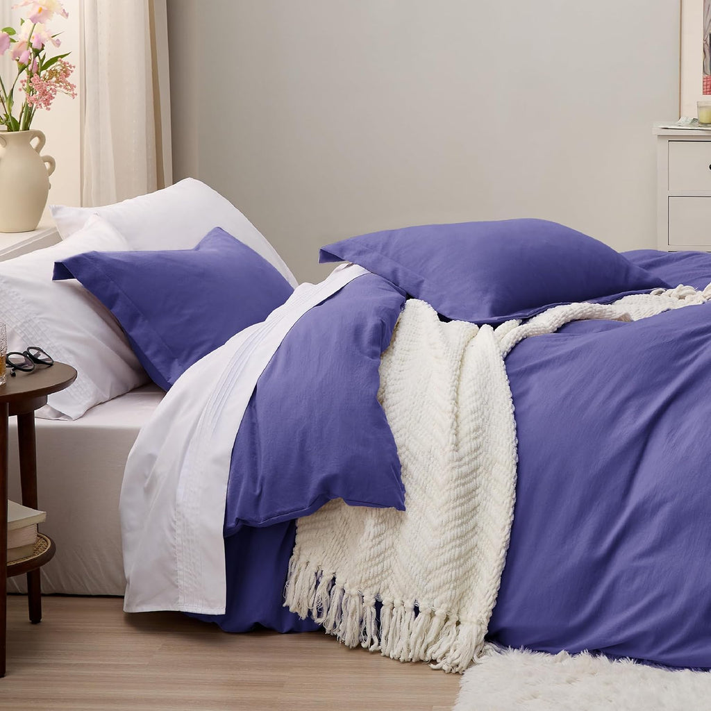 Bedsure Skipper Blue Duvet Cover Set - King Size 3-Piece Extra Soft Cotton-Like Polyester Bedding, 104x90 Inches with Zipper Closure & 2 Pillow Shams