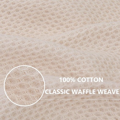 Homaxy 100% Cotton Waffle Weave Dish Towels - Ultra Soft & Absorbent | 20x28 Inches, 6-Pack, Beige