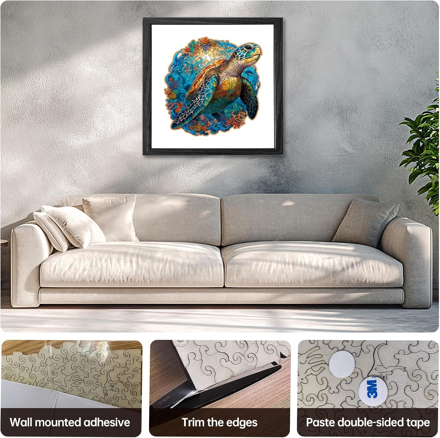 Skiennix Coral Sea Turtle Jigsaw Puzzle - 200 Piece Fun Family Game | Unique 11 x 11 Inch Design
