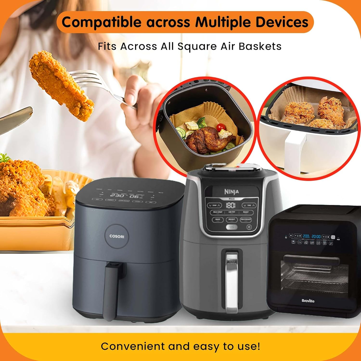 UrbanAir Air Fryer Paper Liners - 125 Non-Stick, Heat-Resistant Sheets for Easy Cleanup | 6.5-Inch Size