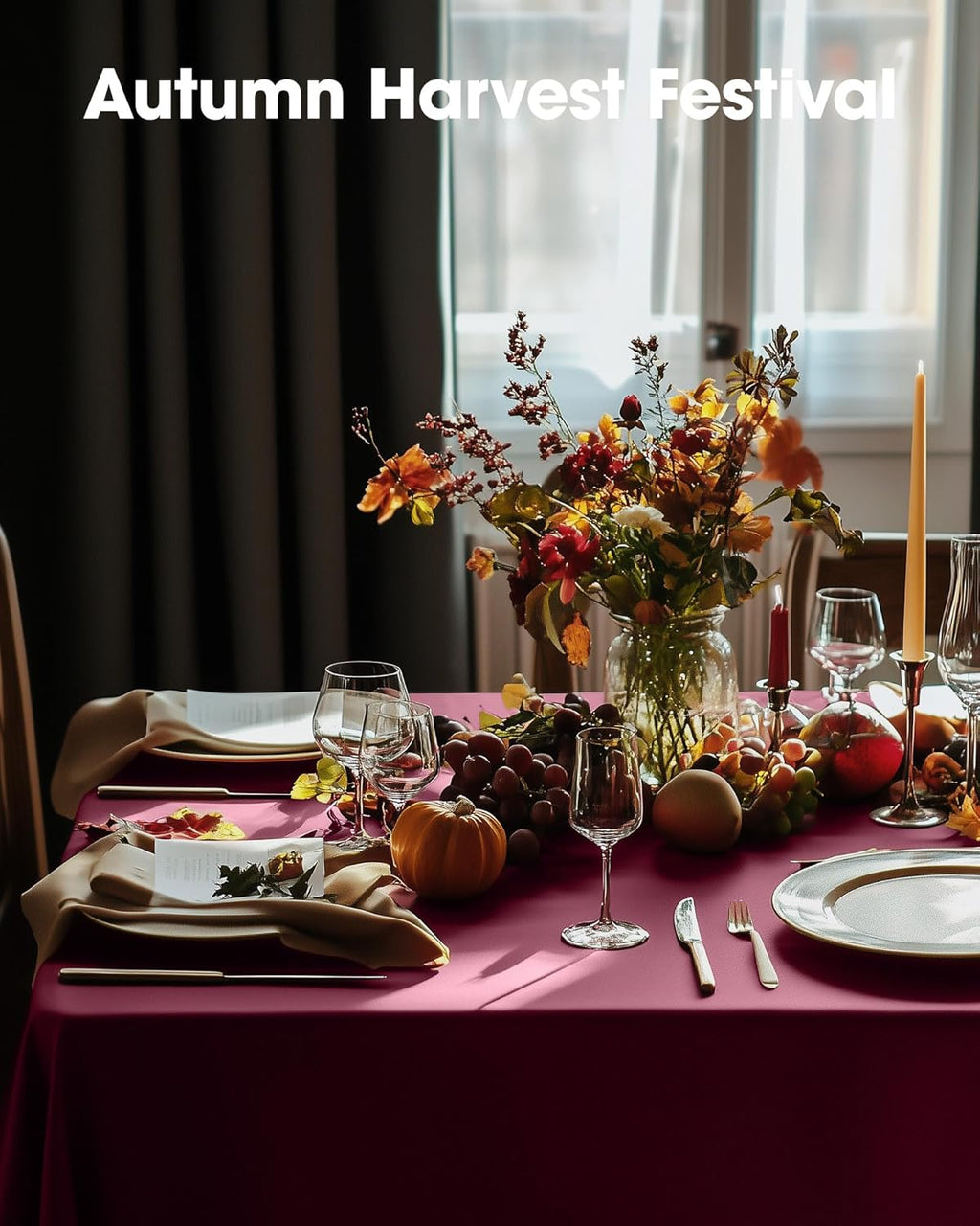 Pureegg Disposable Plastic Tablecloths - 10 Pack, 54 x 108 Inch, Leakproof Burgundy for Parties & Thanksgiving