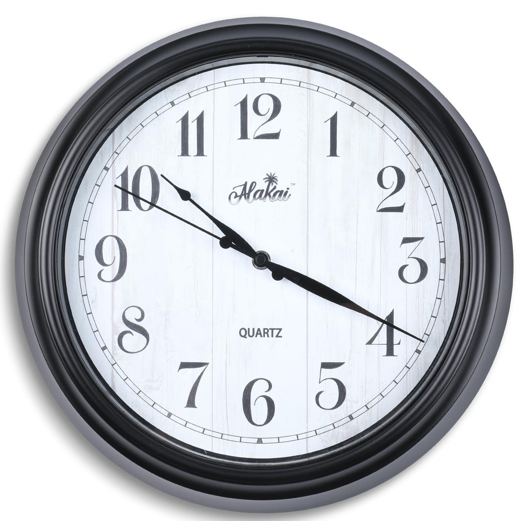 Alakai 18 Inch Indoor Outdoor Waterproof Wall Clock – Non-Ticking Wall Decorative Clock, Battery Operated, Durable, Silent, Quality Quartz Movement Analog Clock for Porch, Pool, Deck, Patio, Bathroom
