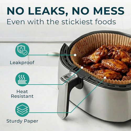 Cathy Yoder Round Air Fryer Liners - 125 PCS Disposable 6.3-Inch Parchment Sheets for Easy Cleanup
